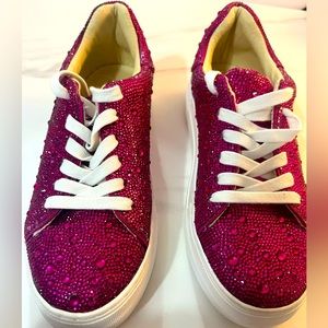 Betsey Johnson brand new sneakers- Pink w Rhinestones size 7 (no box/never worn)